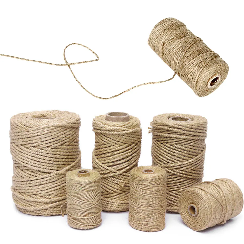 400 м веревки из натурального джута пеньки скрученный шнур из керамического волокна макраме строка цветочным принтом в стиле «сделай сам корзина домашнее животное шведская стенка подвесной светильник для домашнего декора