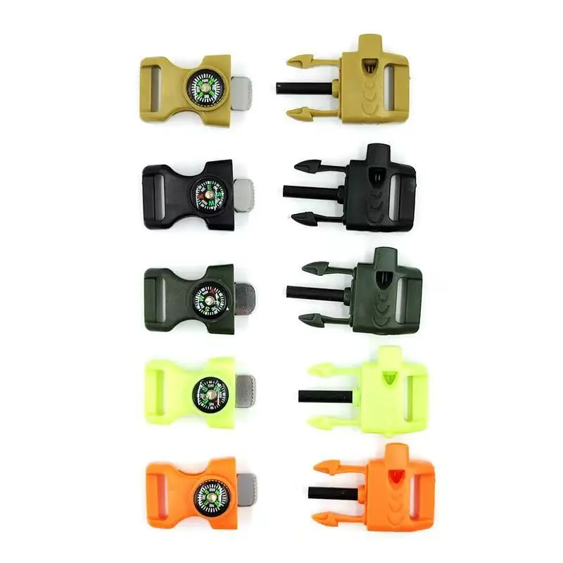 JKSS-017 Outdoor Fire Starter Paracord Survival Buckle with Compass