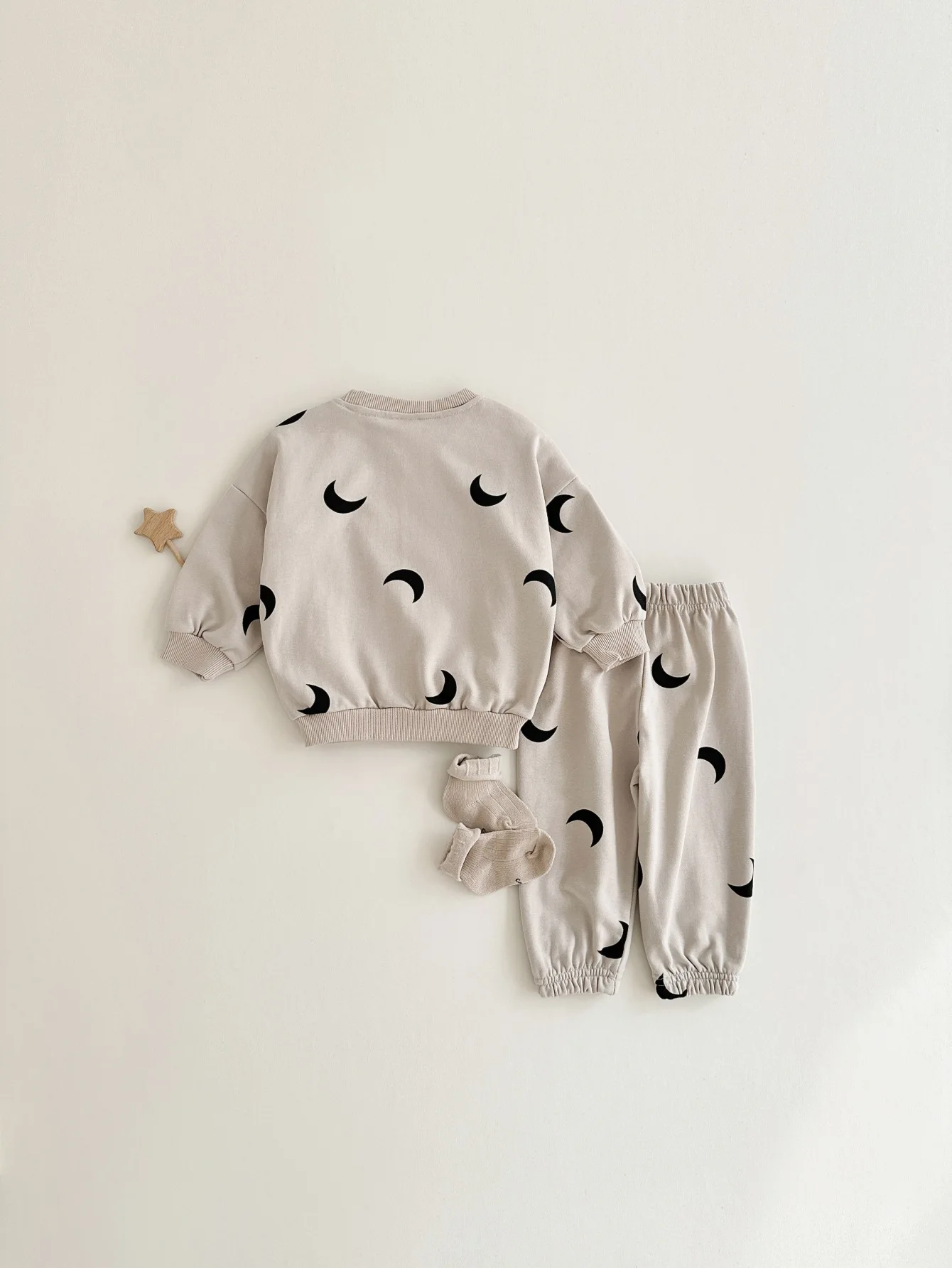 2024 Moon Print Long Sleeve Tops and Pants Children Clothes of Girls