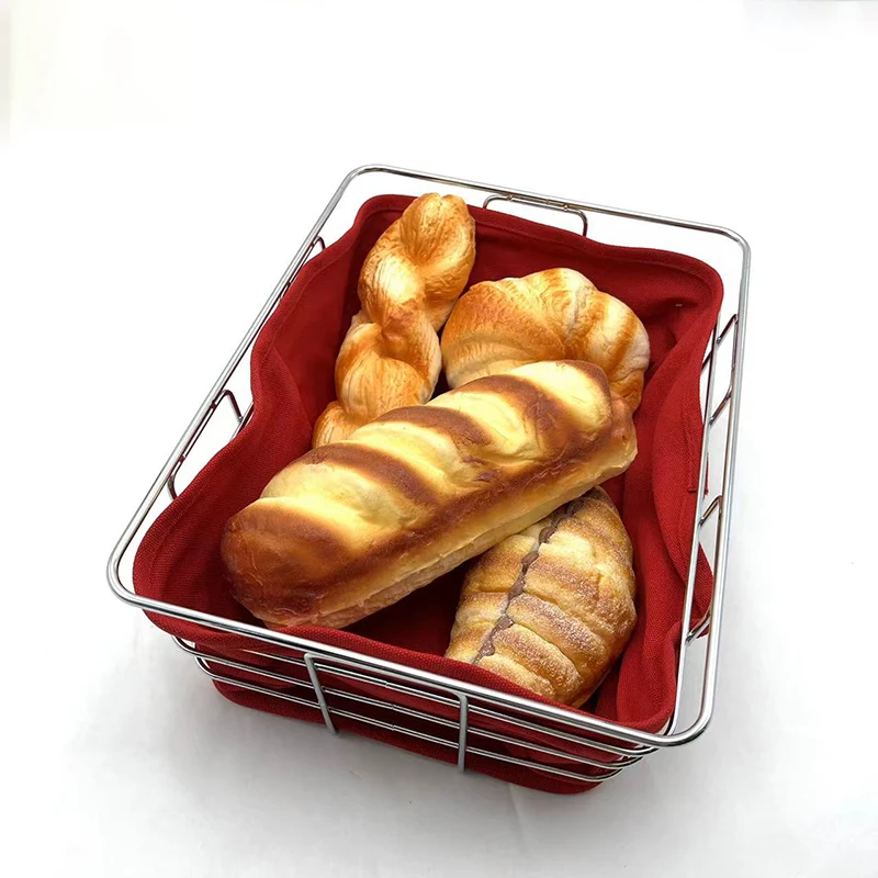 Wire Design Decorative Style  Bread Food Serving Fabric Bag Bread Basket