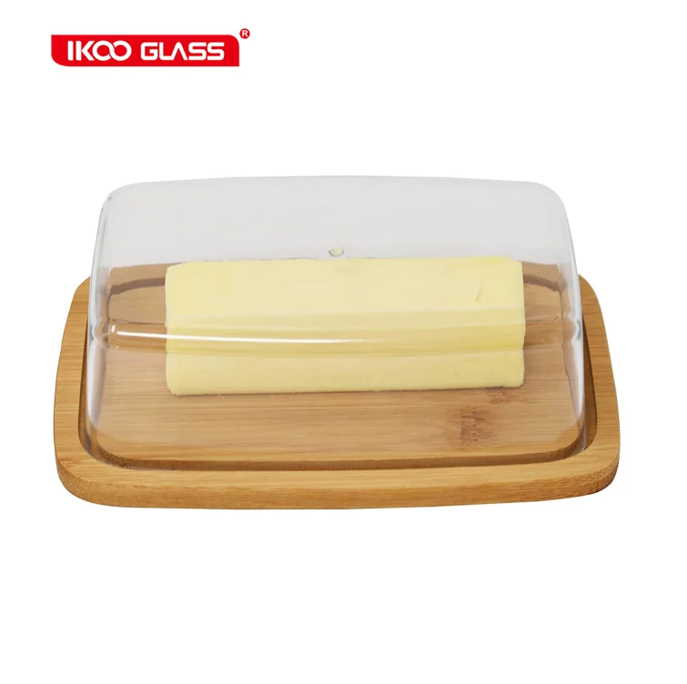 Easy to Use and 100% Food Safe High Borosilicate Glass Butter Dish with Bamboo Lid
