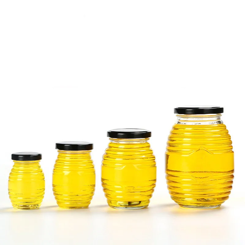 100ml 250ml 500ml 750ml Custom Round Bee-shaped Glass Honey Jar With Lid
