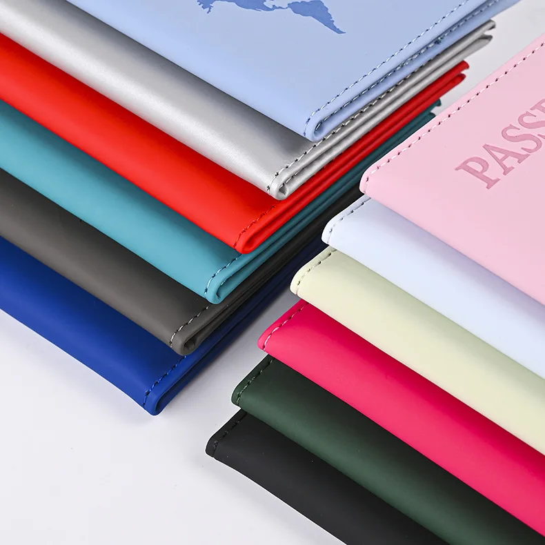 Factory Price Solid Color PU Leather Passport Holder Cover For Travel Trip Can Custom Logo Packaging New Style