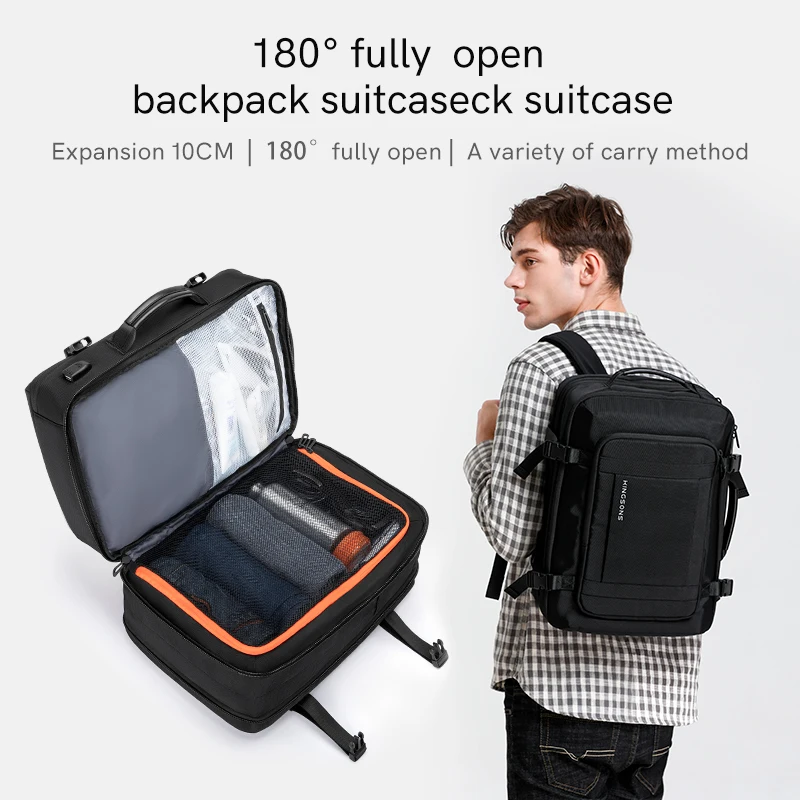 New design Kingsons BSCI factory high quality expandable travel backpack 22L to 35L large capacity laptop backpack with pockets