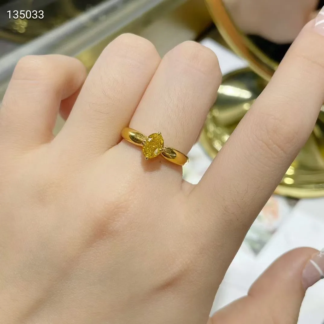 SGARIT Fine Jewelry Manufacturer Real 18k White Gold 1CT Oval Cut Jewellery Engagement Wedding Band Natural Yellow Diamond Ring