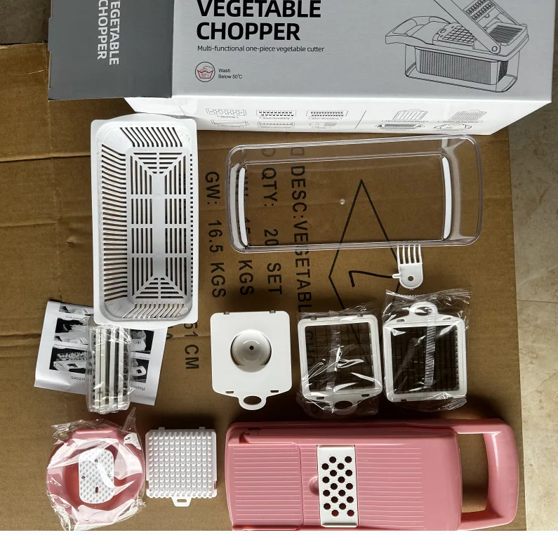 14 in 1 Multifunctional Food Chopper Kitchen Vegetable Slicer Dicer Cutter Veggie Chopper 8 Blades Carrot Chopper With Container