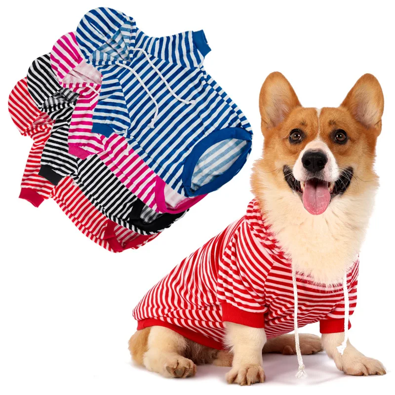 Dog Striped T-Shirt Colorful  Breathable Pet Apparel  Sweatshirt Clothes for Small Medium Large Dogs Puppy