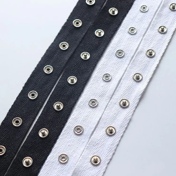 Black Cottons Metal Snap Button Tape With Prong Metal Snap Button Tape With Metal Fastener Buttons