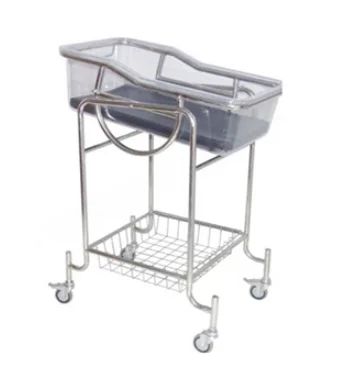 BC-534 High quality stainless steel  mobile medical infants beds in hospital baby trolley cart new-born infant medical baby cot