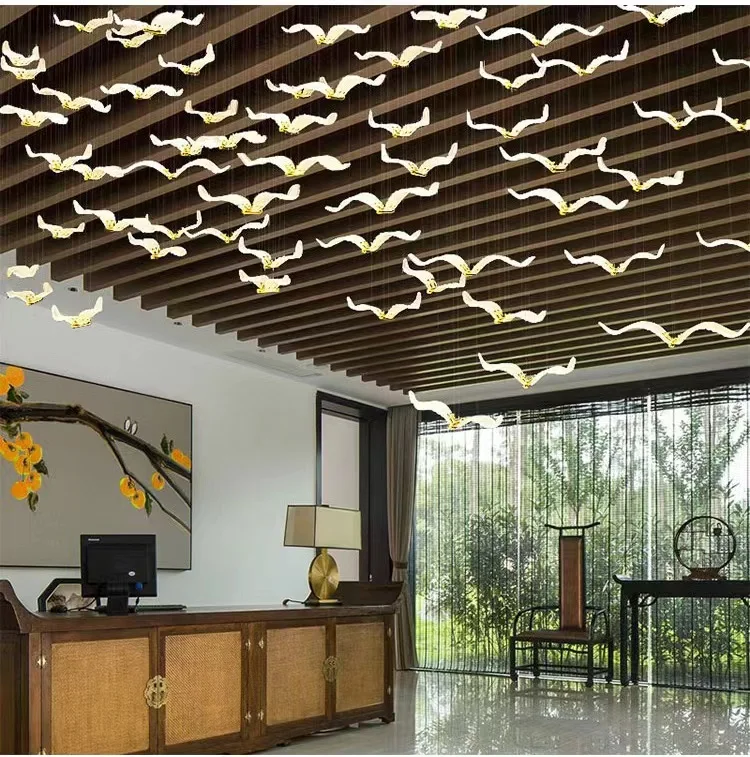 Bird Light Modern Glass Wild Goose Chandelier Living Room Dining Room Decorative Bird Chandelier For Hotel Villa