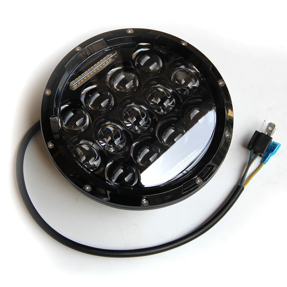 
Motorcycle lighting system 4X4 Offroad RGB 7 round led headlight High Low Beam off road 90w 7inch 