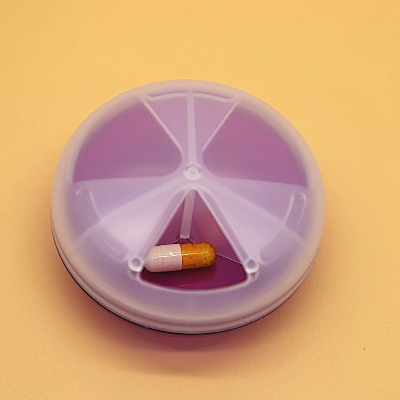 2022  promotional premiums giveaway travel 3 case compartments rotate pill case box plastic medical pill packaging round