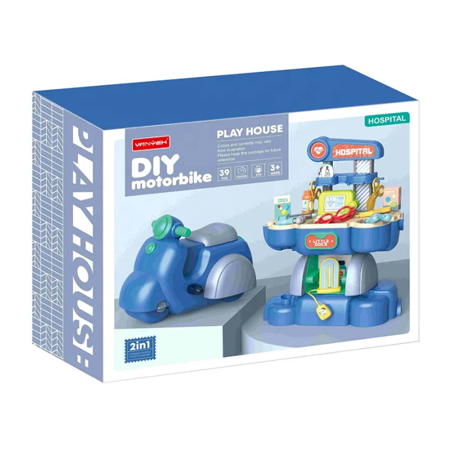 Cartoon Medicine Box Hospital Ambulance Doctor Toys Suitcase for Girls Boys