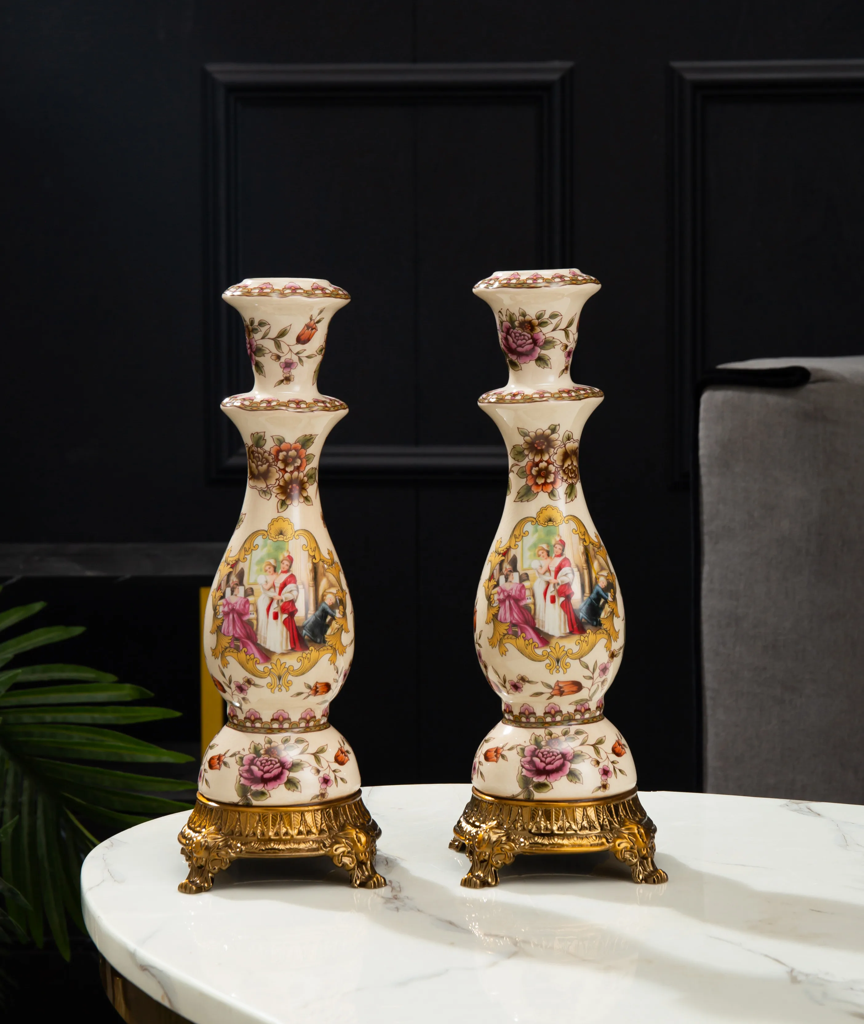 Popular hot sale The colors of bird ceramic candlestick for home