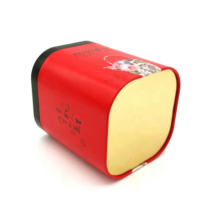 Big chamfer Chinese style square tea container tin
