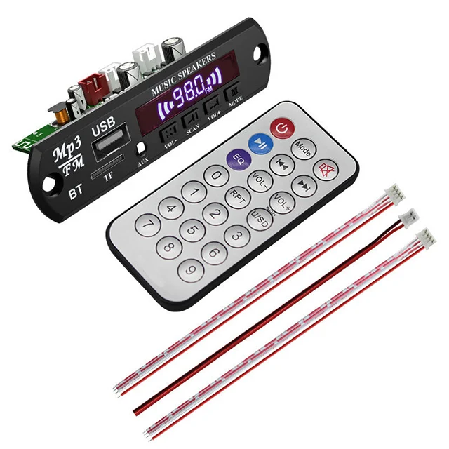 MP3 Player Module 12V LCD Screen Display Wireless Car Audio Speaker Record MP3 Decoder Board