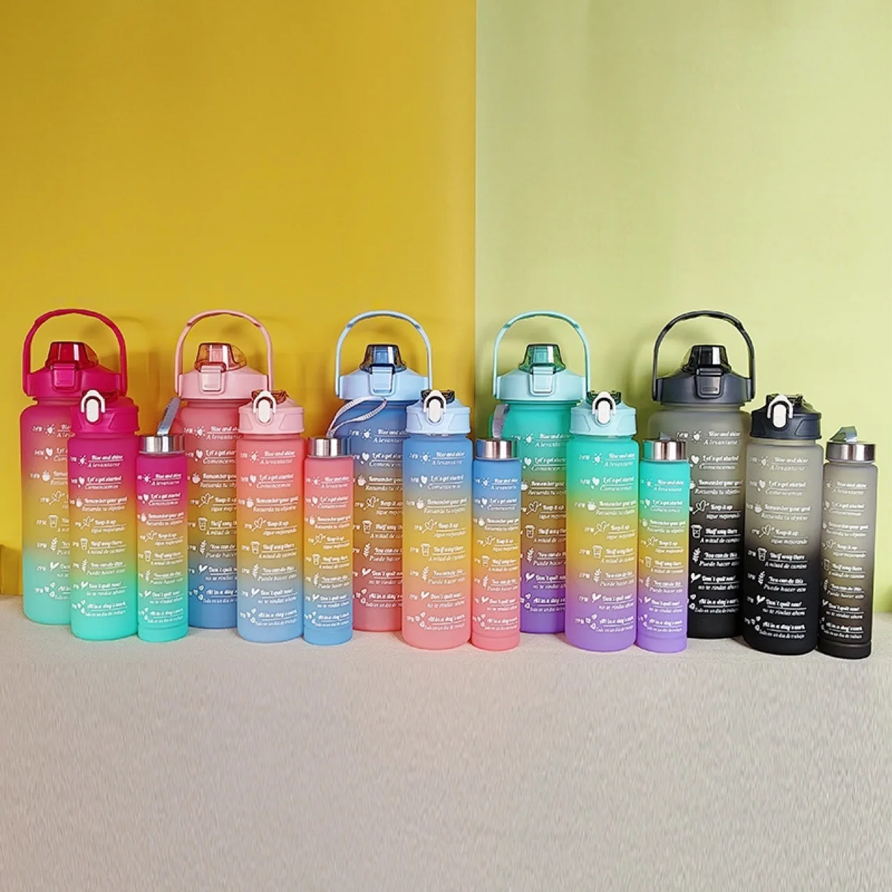 Sports Water Bottle 3pcs/Set Water Bottle Set 2000ML 900ML 300ML Portable Reusable Summer Cups