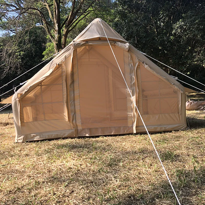 Air Tent Outdoor Portable Camping Inflatable Canvas Tent Luxury Large Villa Thickened Rainproof Automatic Cotton Inflatable Tent