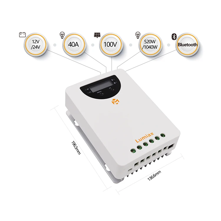 30A 12V 24V MPPT RS485 Bluetooth Solar off Grid LiFePO4 Battery Charger