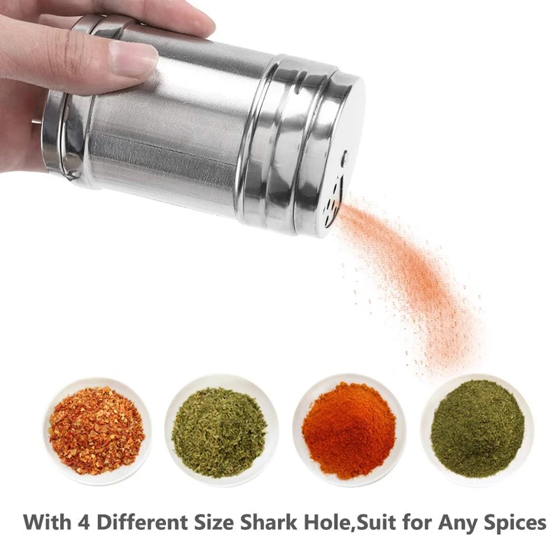 Stainless Steel Spice Shaker Bottle Salt Shaker Salt and Pepper Shakers Set with Adjustable Pour Holes
