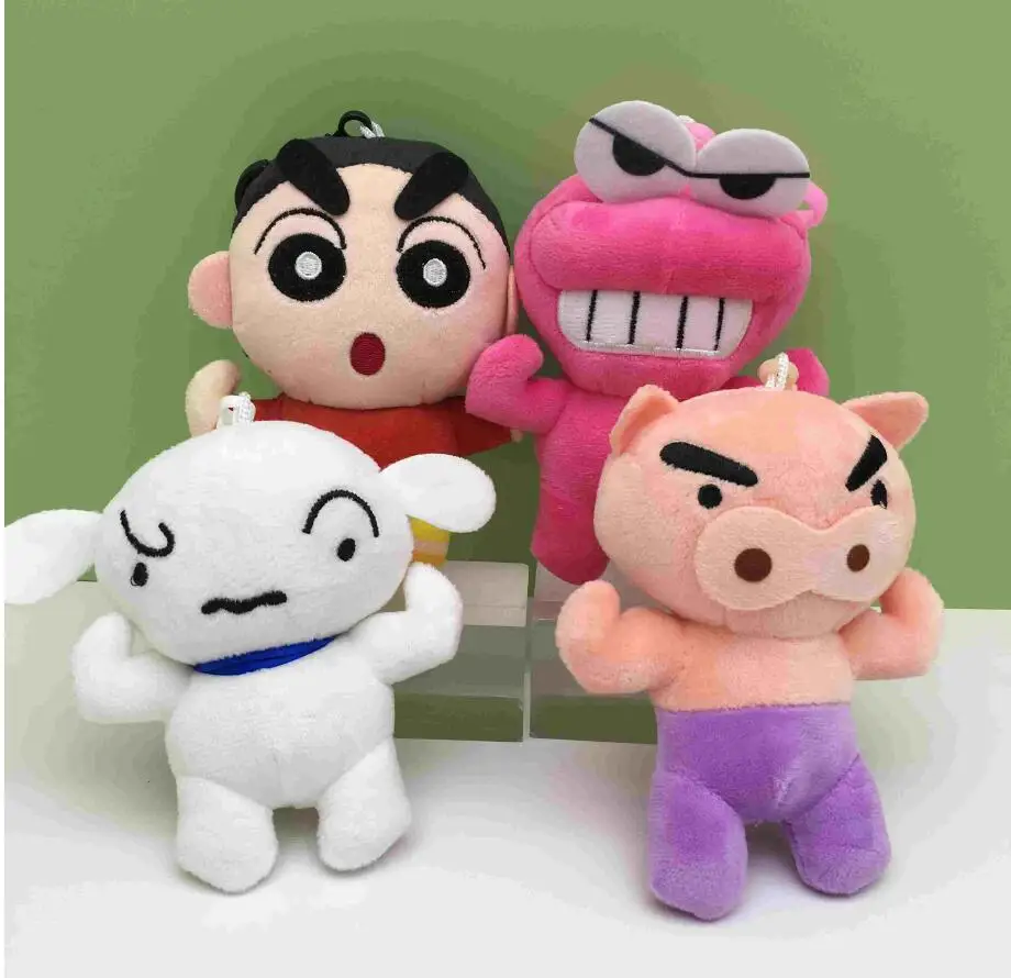 10PCS/SET 13CM Crayon Shin-chan Cartoon Japanese Anime Plush Toy Keychain