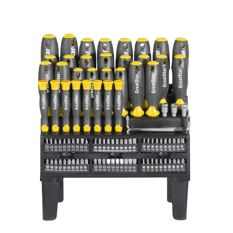 GREATSTAR 100pc Multi Purpose HouseHold Screwdriver and Precision Screwdriver Set with Plastic Rack