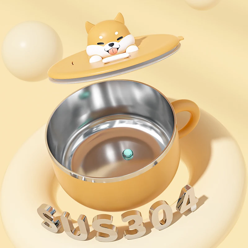 Новый дизайн милая миска для собак Детская 304 из нержавеющей стали 1200 мл мультяшная коробка завтрака лапши быстрого приготовления