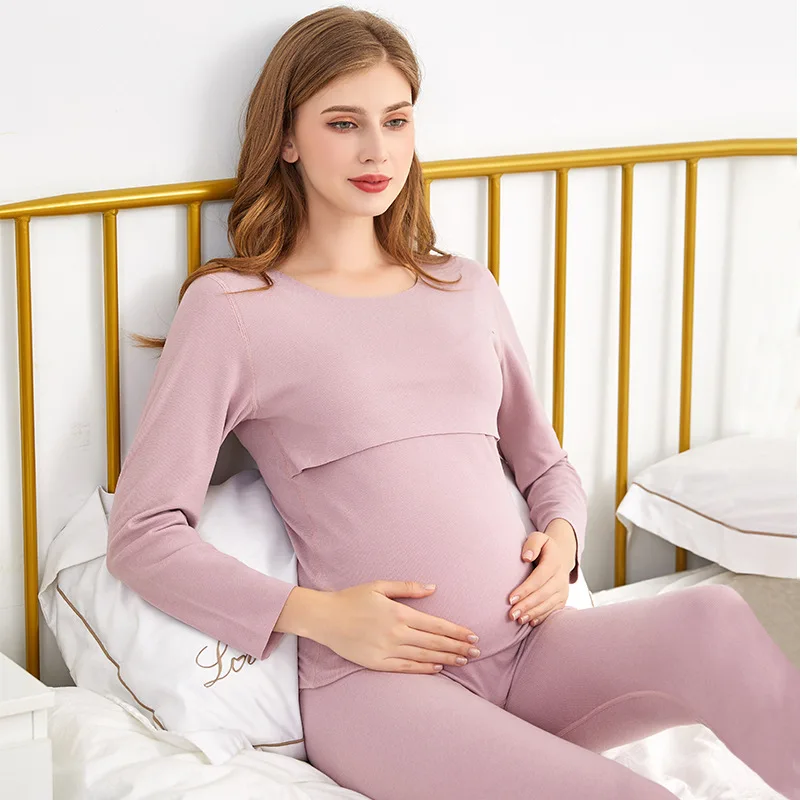 Осенне-зимнее Новое двухстороннее шерстяное теплое нижнее Белье для беременных женщин без следов для послеродового грудного вскармливания