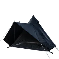 Cheap Outdoor Camping Black Warrior Tent Shade Sunscreen Rainproof Tent Leisure Family Camping Hexagonal Pyramid Tent
