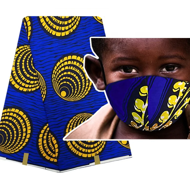 African wax print fabric make mas k ankara mas-k 100% cotton fabric face for m ask
