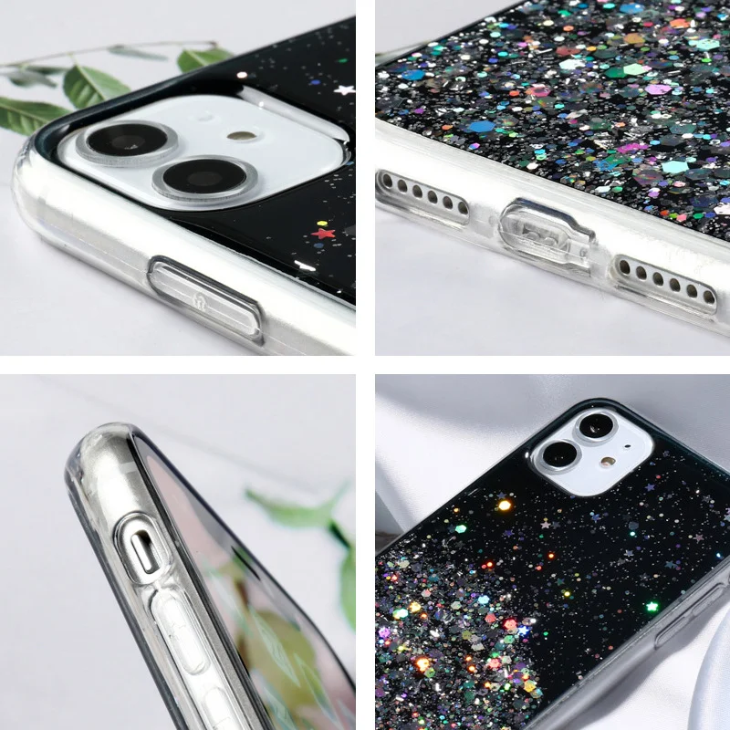 Bling Glitter Phone Case Covers Colorful Mobile Cases Women Girls Cover for iPhone 13 12 11 Pro Max 6G 7PLUS 8 X XS XR SE2020