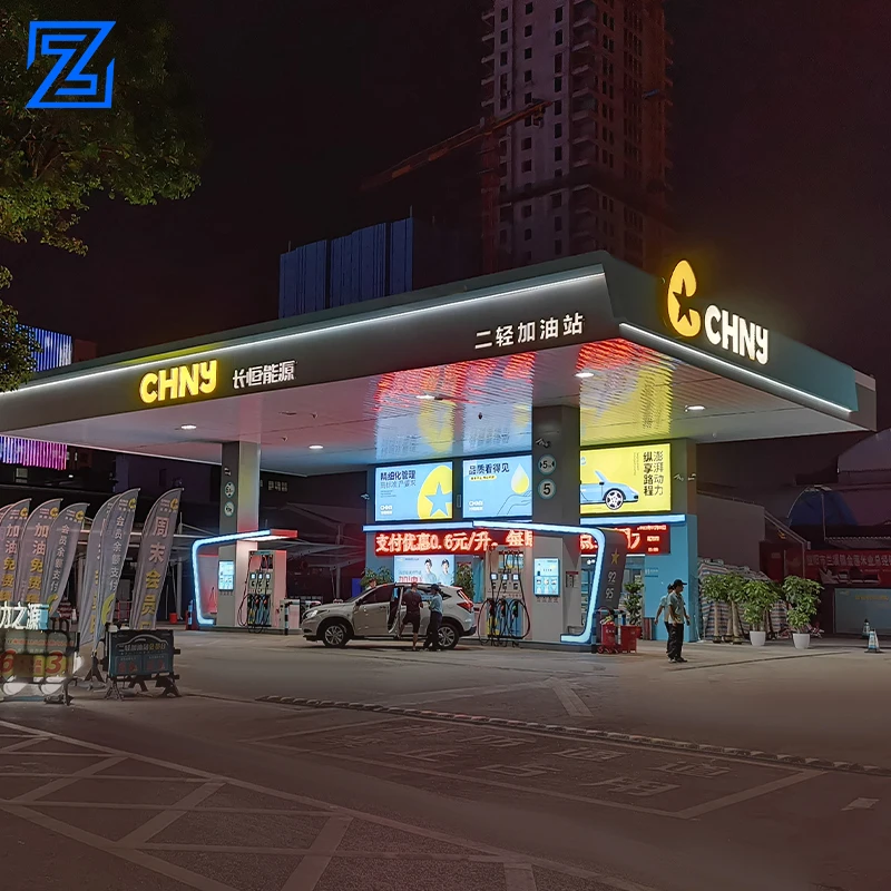 easy install structure design petrol station canopy 3d led gas station canopy