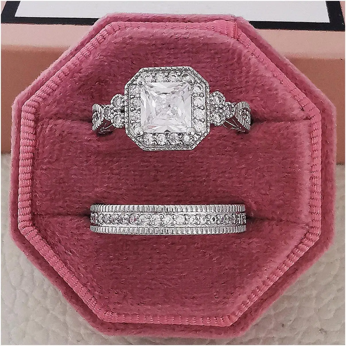 Moissanite Silver Ring Finger 2 Carat Adjustable Design Cubic Zirconia Engagement Mens Black Blood Sugar Control Ring Diabetes