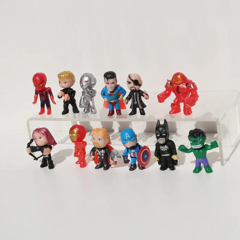 12Pcs Set 4cm Super Heroes Ironman Spiderman Action Figures Cake Toppers PVC Mini Figurines Toys