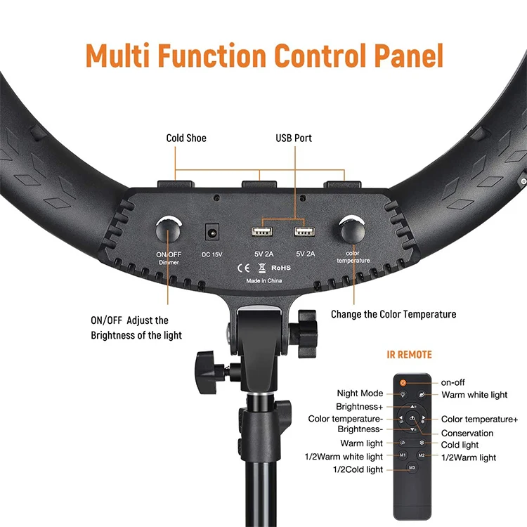 Beauty 21inch 54cm 3000-6000K Dimmable Ringlight Camera Video Live Broadcast Makeup Selfie Big LED 21 Inch Ring Light