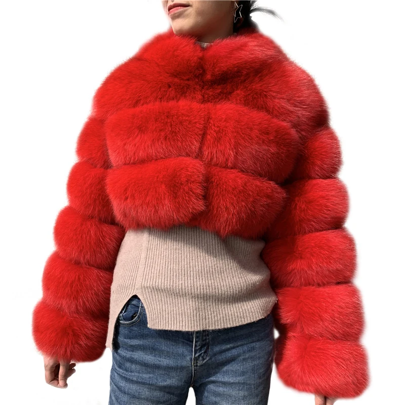 Custom Color and Size Genuine Fox Fur Jackets Sex Women Fur Jacket Coat / Real Dyed Red Fox Fur Coat Women