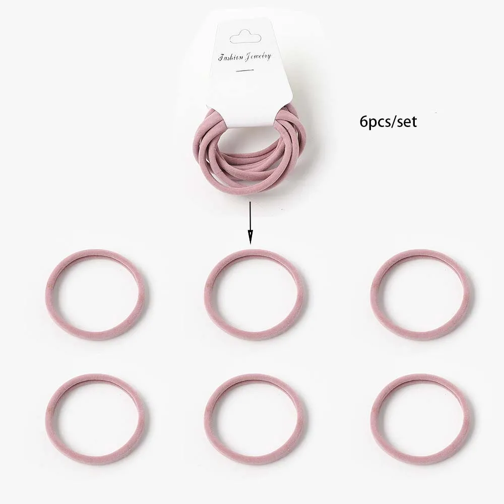 6pcs/set Simple seamless scrunchie Fashion high stretch elastic band scrunchie cute girly pink hair accessories