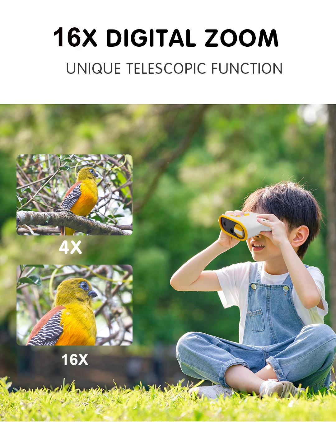 2023 New Kids Digital toy camera FHD 1080P 2inch 8MP Optical 16X Children monocular game telescope toy Handheld Telescope