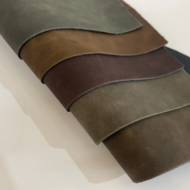 1.0mm PU Material Leathercraft Crazy Horse Piece Pull-up Leather Oil Tanned Leather