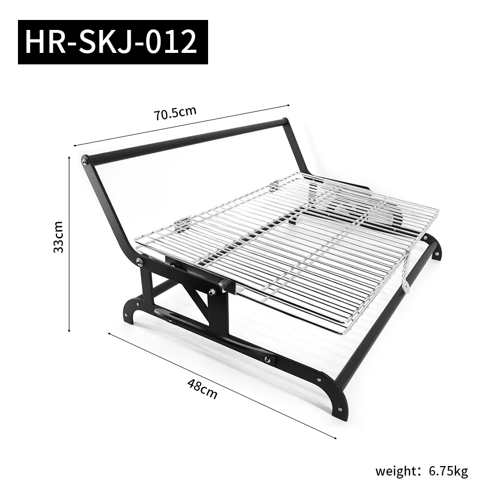 Portable Outdoor Garden Rotisserie BBQ Grill Stainless Steel Basket Net Rotating Charcoal/Wood Burning Flip BBQ Grill