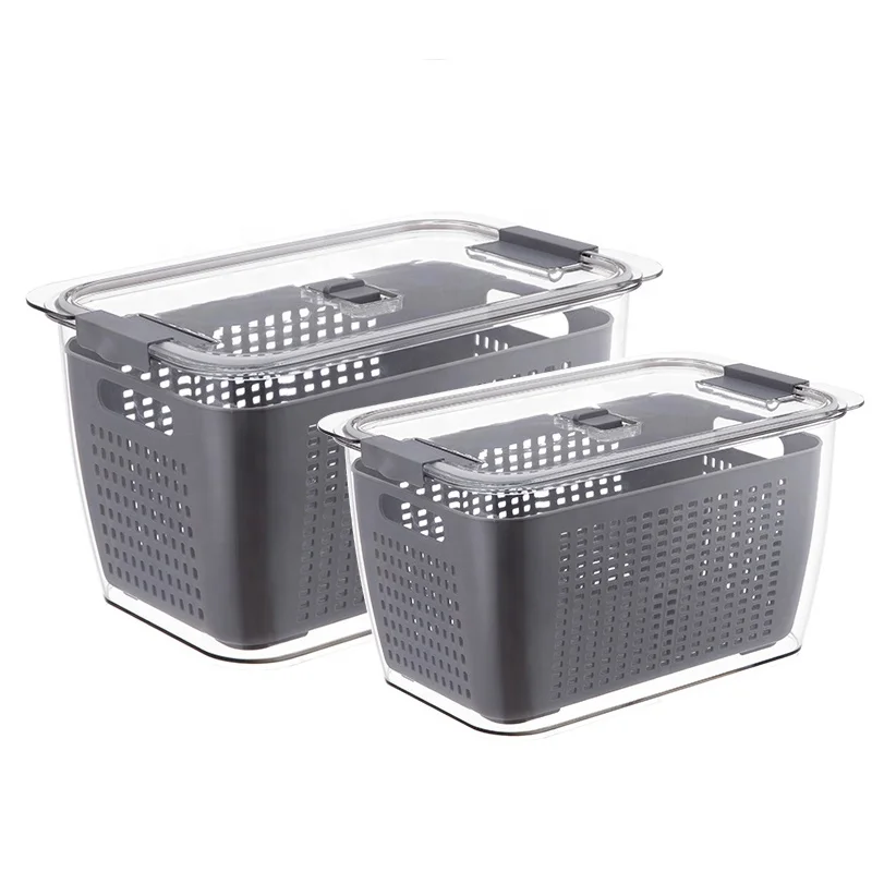 Fresh-keeping Vegetable And Fruit Storage Bin Refrigerator Food Storage Containers with Filter Basket