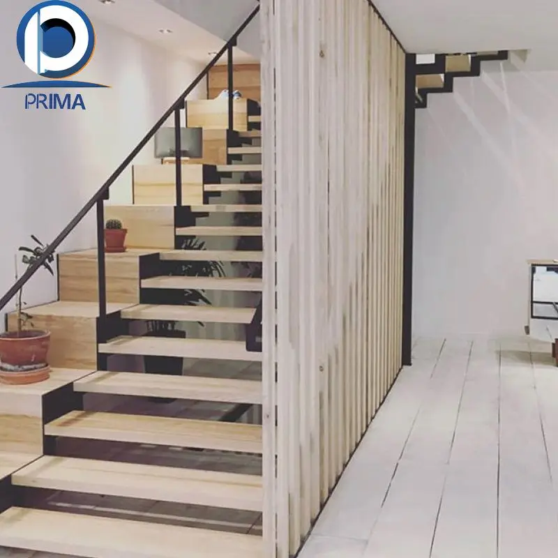 PRIMA Cheap Price Modern Floating Staircase/hidden Cantilever Stairs/enter Wall Type Stair With Glass Step