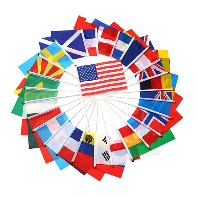 Custom Polyester  High Quality  Supporter waving Hand held Flag