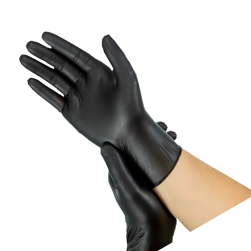Powder Free Disposable Nitrile Gloves Large -100 Pack, Black Medical Exam Gloves