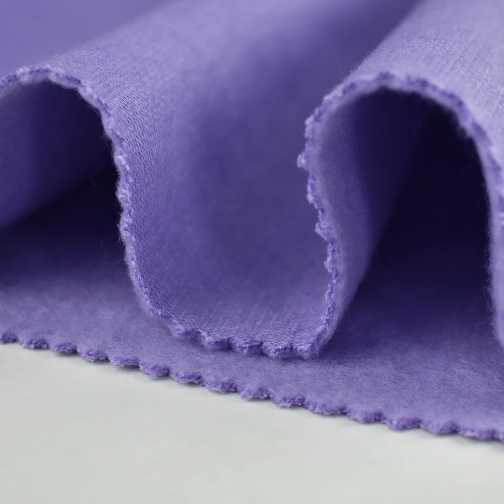 Stock lot thick and solid knit TC polyester brushed fleece fabric cotton for winter autumn hoodie