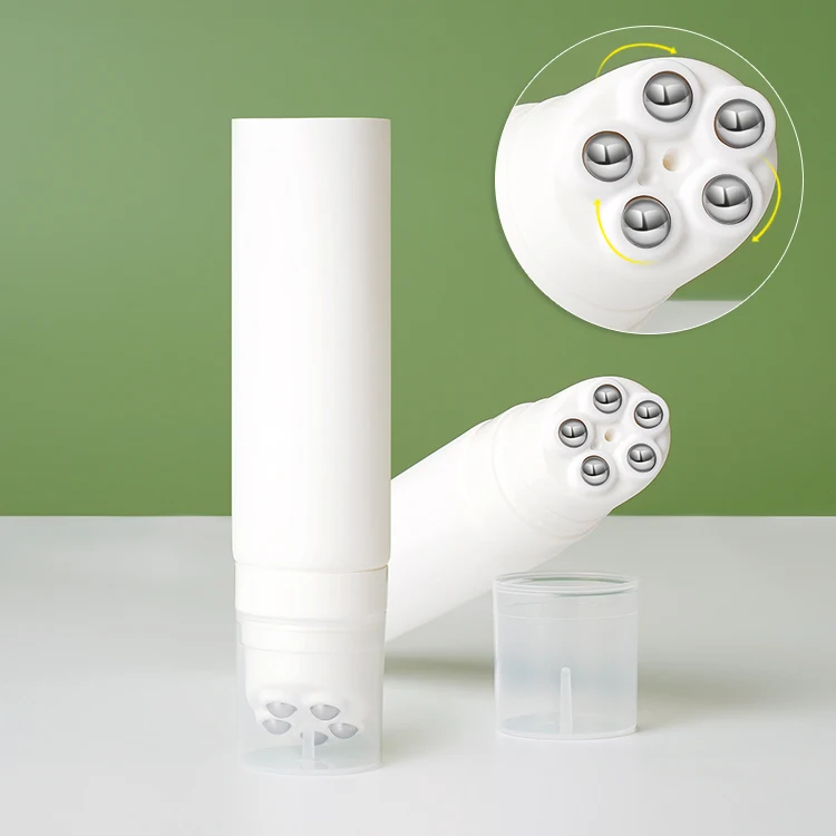 60ml cream roll massager 5 ball tube 50ml hand movement massage cream tube with roller ball packing container