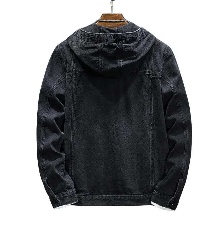 OEM Custom Design new trend spring hooded jacket single breasted men denim jacket