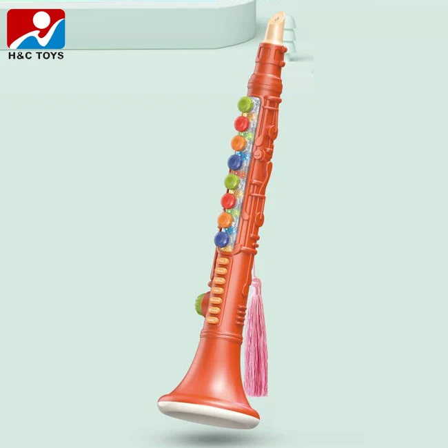 Simulate music clarinet with lights for kids education musical instrument plastic clarinet toy