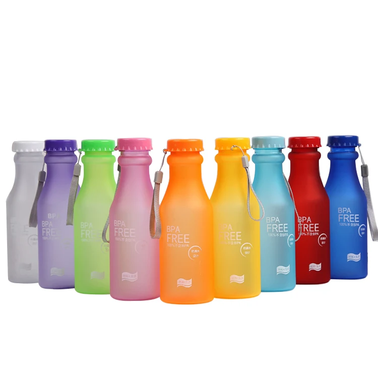 GXP 550ml wholesale portable Candy Color Unbreakable Soda Bottle Plastic frosted sealed water bottle