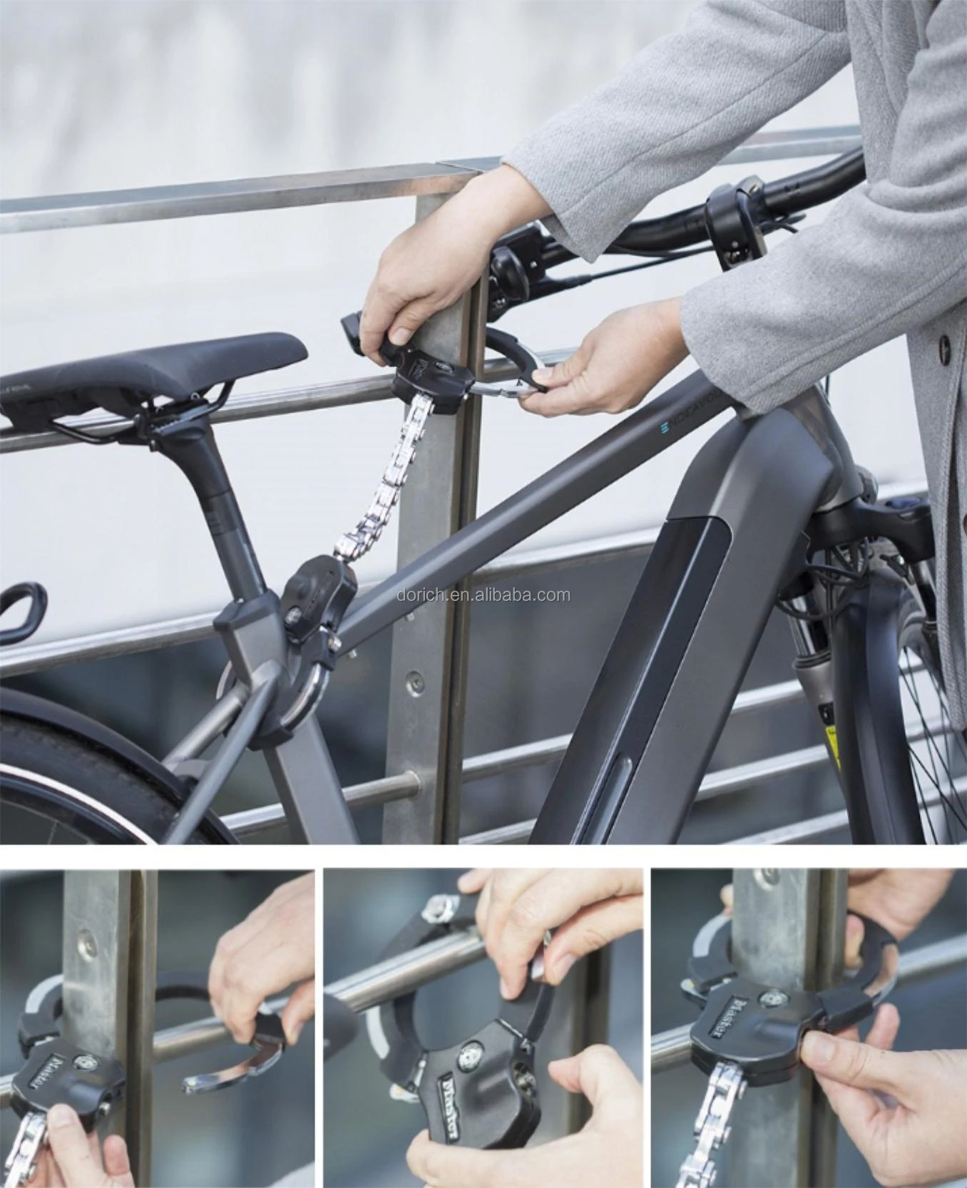 electric scooter folding lock hook moto E scooter lock Parking Iot Module Remote Control Cable Chain Lock For Helmet